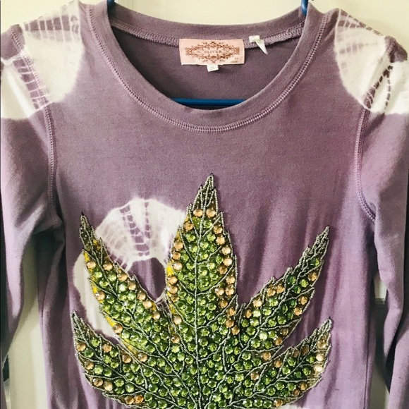 oliver Tops - Dope 🌳Sequined Pot Leaf/ purple tie-dye ♾®️